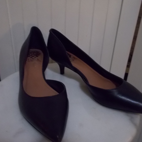 Vince Camuto Shoes - Vince Camuto black leather mini D'Orsay heels